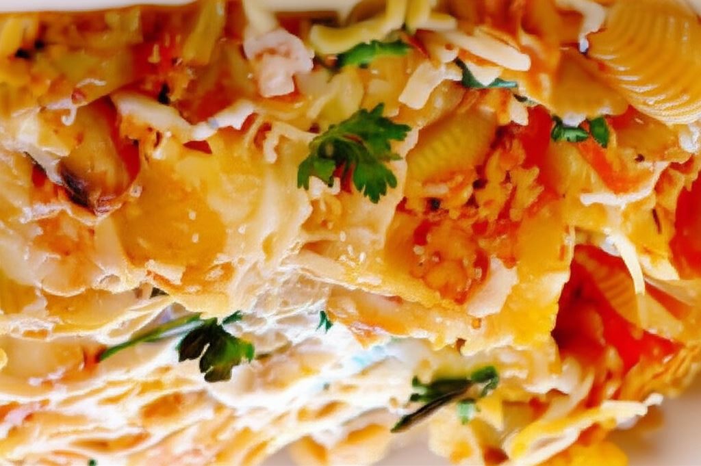 Zapiekanka makaronowa z kurczakiem i pieczarkami