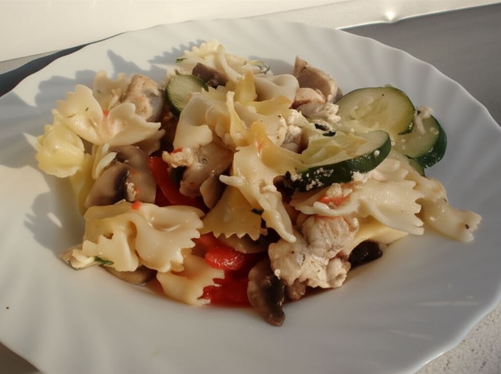 Zapiekanka makaronowa z warzywami i kurczakiem