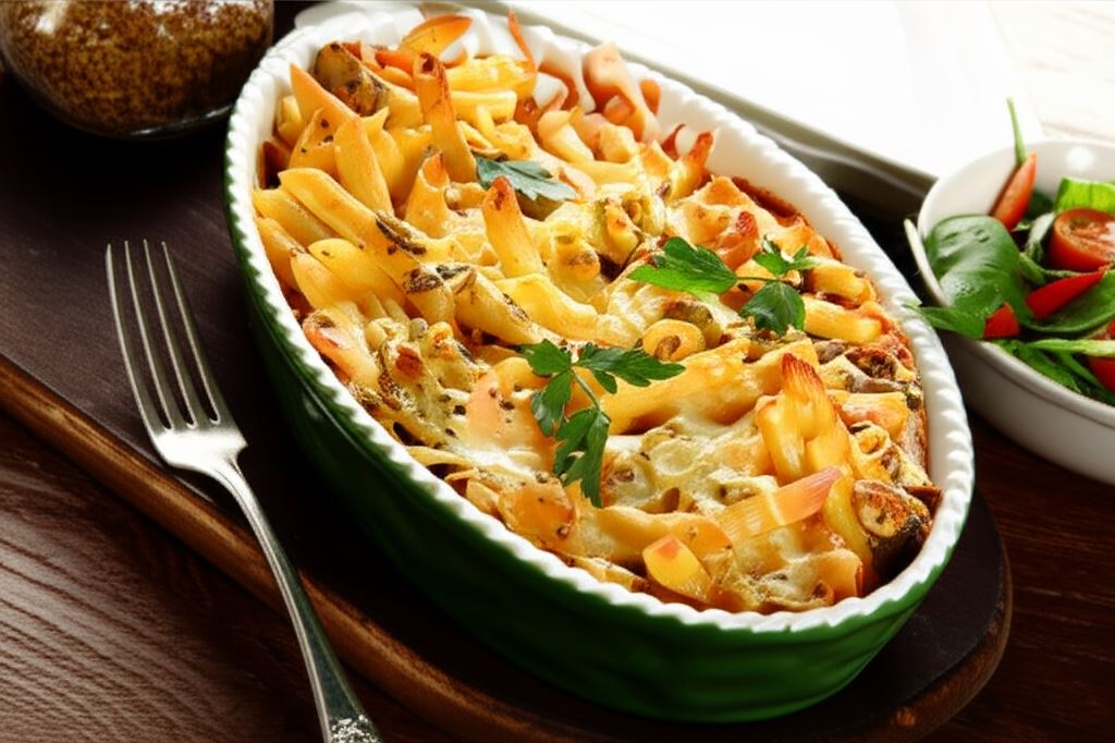 Zapiekanka makaronowa z wędzonym łososiem