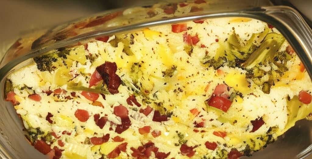 Zapiekanka ryżowa z szynką i brokułami