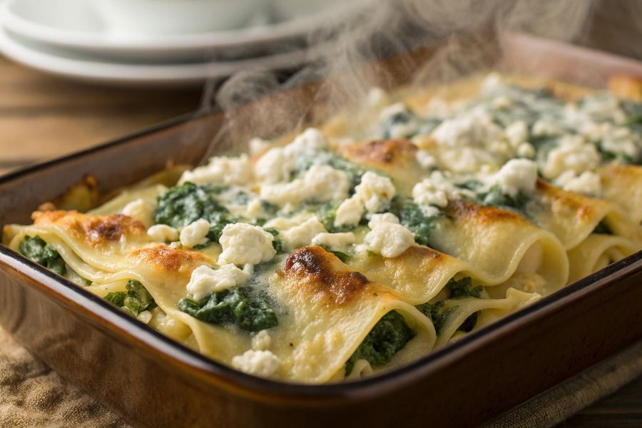 Zapiekanka z makaronem i szpinakiem