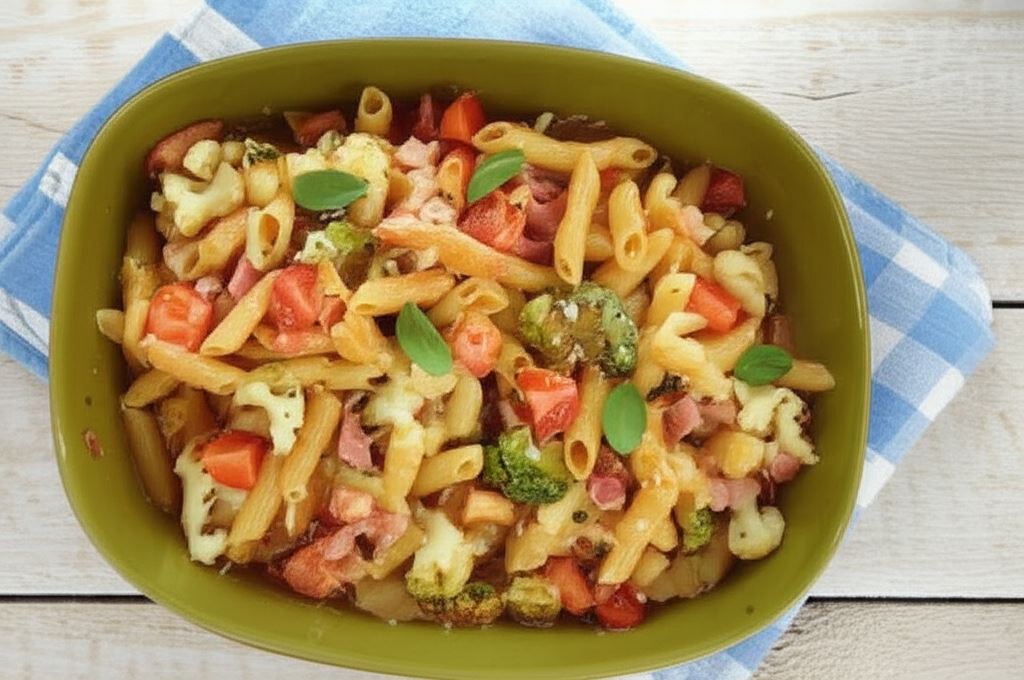 Zapiekanka z szynką i warzywami