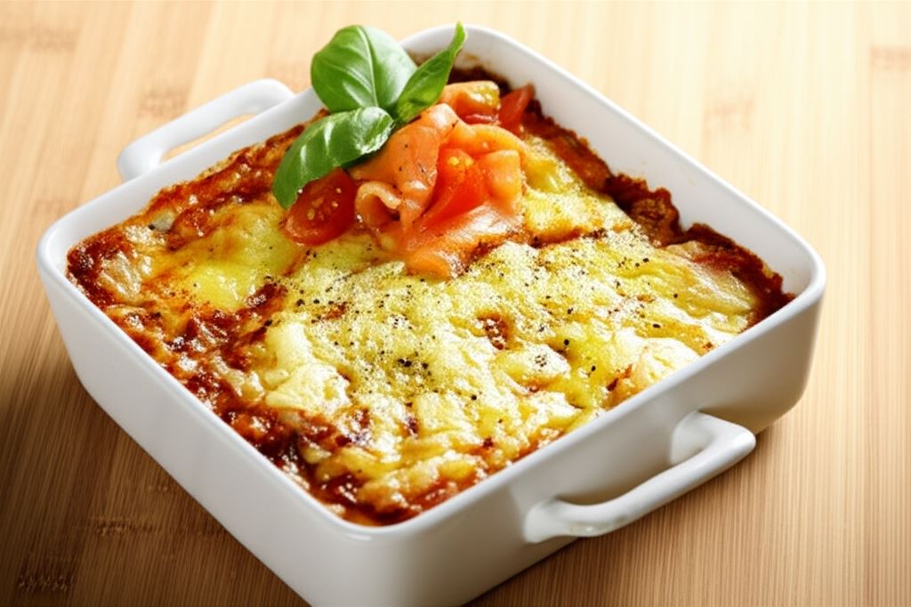 Zapiekanka ziemniaczana z wędzonym łososiem i porem