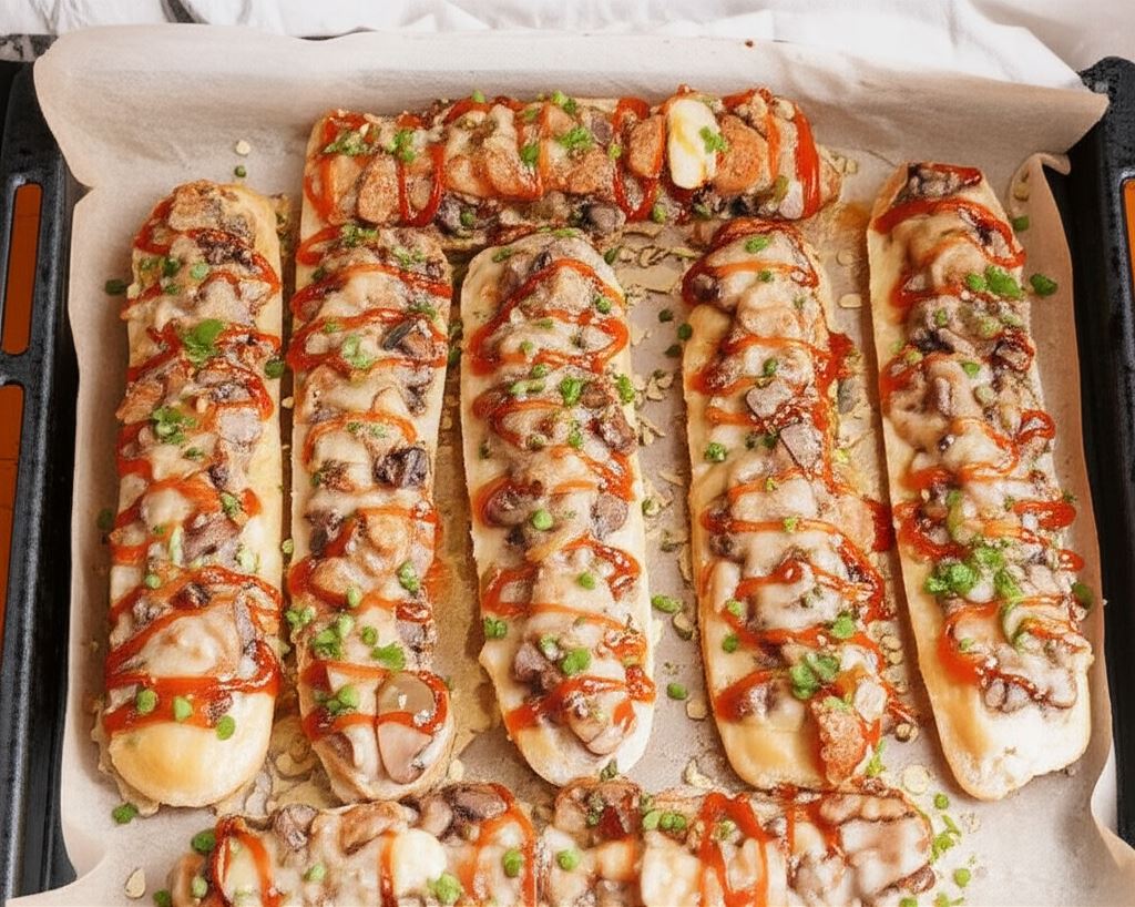 Zapiekanki z pieczarkami i kurczakiem