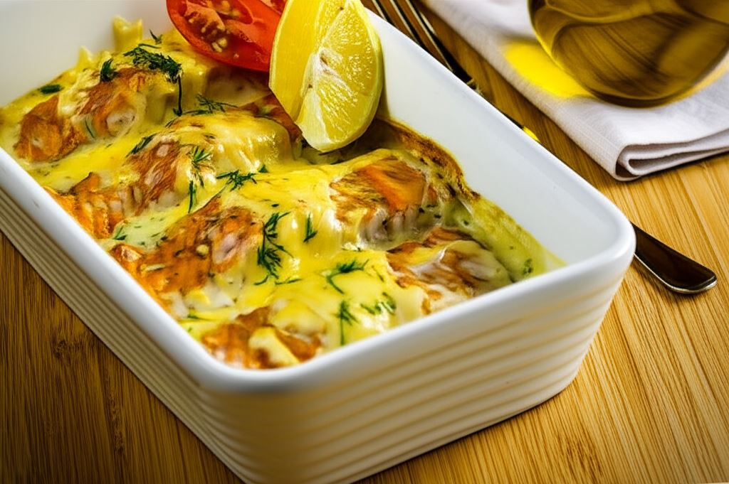 Zapiekany łosoś à la carbonara