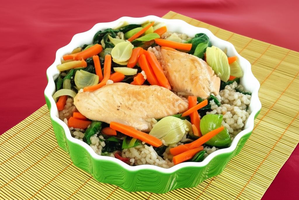 Zapiekany ryż z warzywami