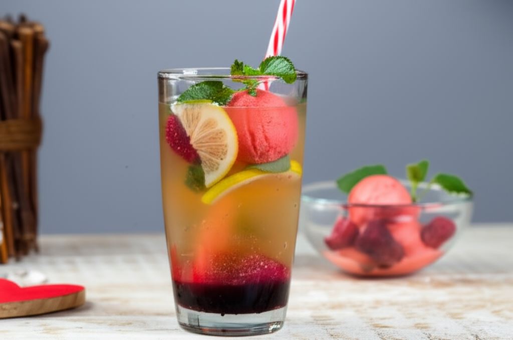 Zielona herbata z musem malinowym