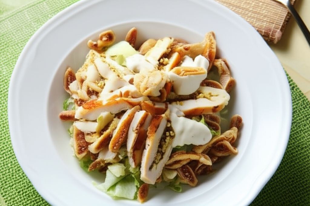 Zielona sałata z kozim serem i soczystym kurczakiem