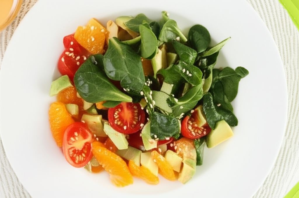 Zielona sałatka z pomarańczą