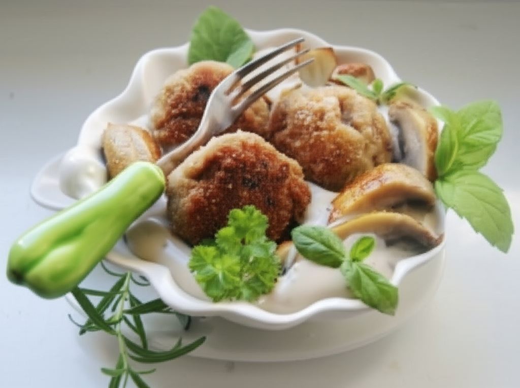 Ziołowe mielone w sosie śmietanowo-grzybowym