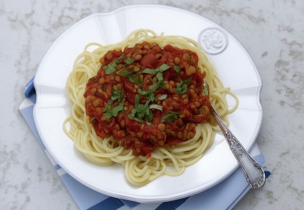 Ziołowe spaghetti bolognese z soczewicą