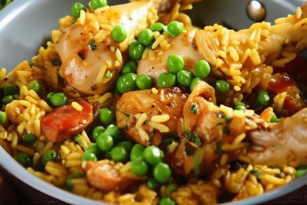 Złocista paella z kurczakiem
