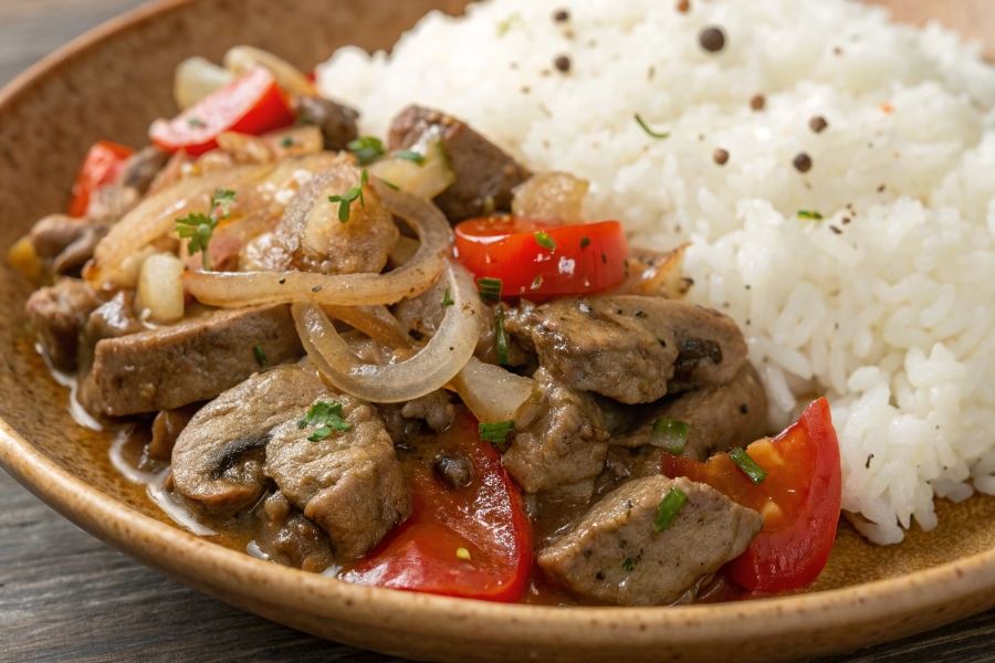 Żołądki drobiowe z ryżem