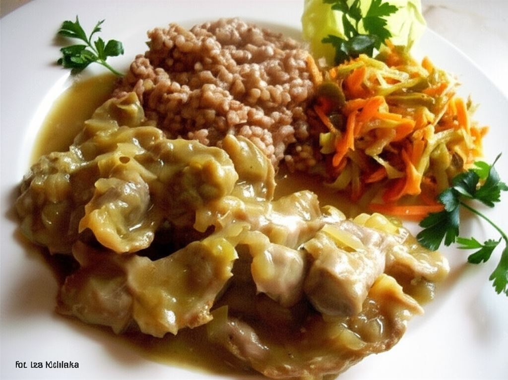 Żołądki w sosie cebulowym