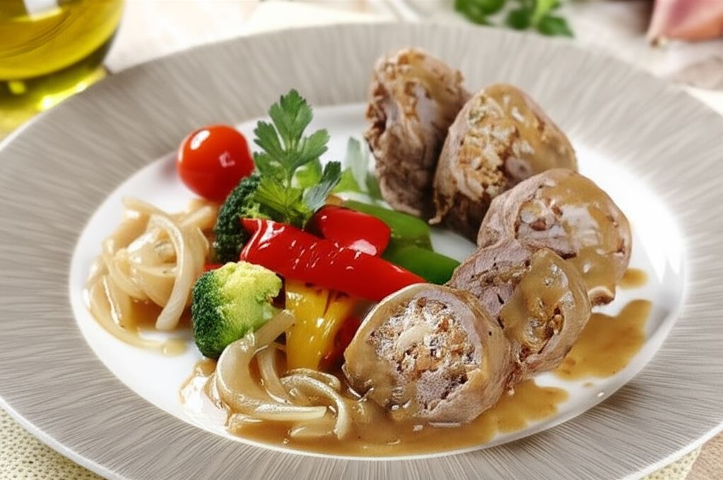 Zrazy zawijane z kaszą gryczaną i serem kozim