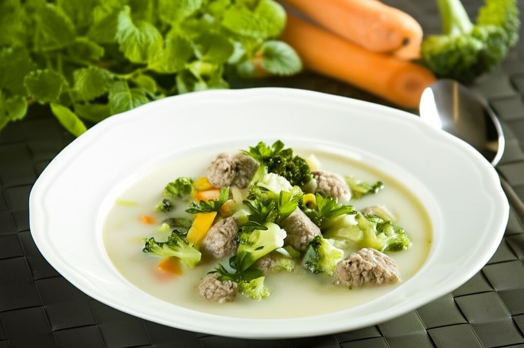 Zupa brokułowa z pulpetami