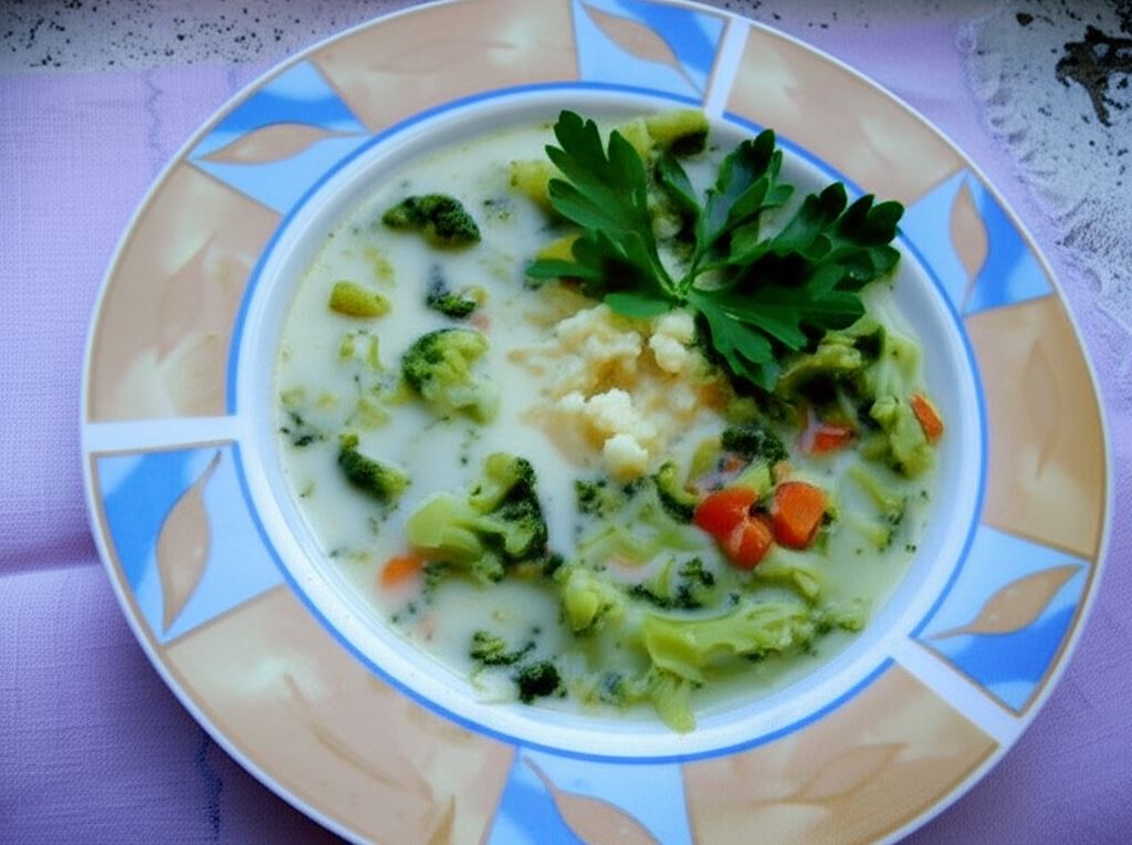 Zupa brokułowa z topionym serkiem i kuskusem