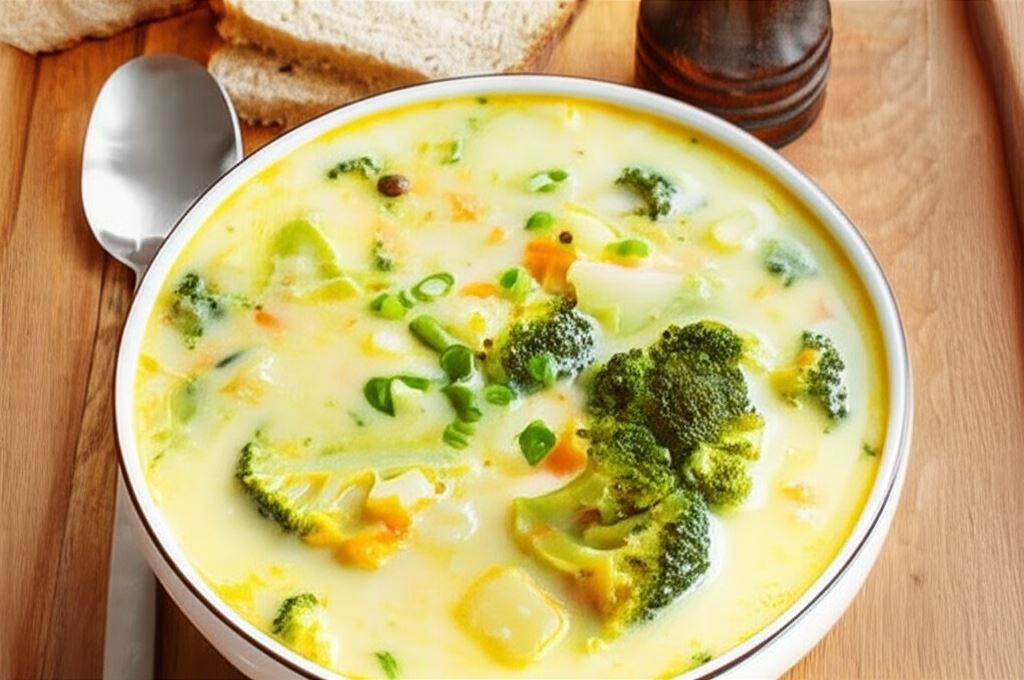 Zupa brokułowa z ziemniakami i serkiem topionym