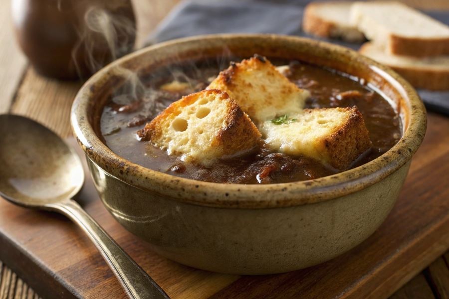 Zupa cebulowa z grzankami