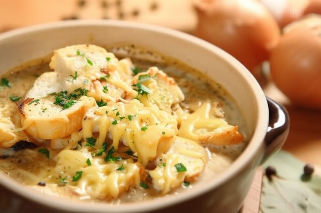 Zupa cebulowa z piwem i grzankami