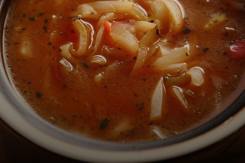 Zupa cebulowa z pomidorkami cherry