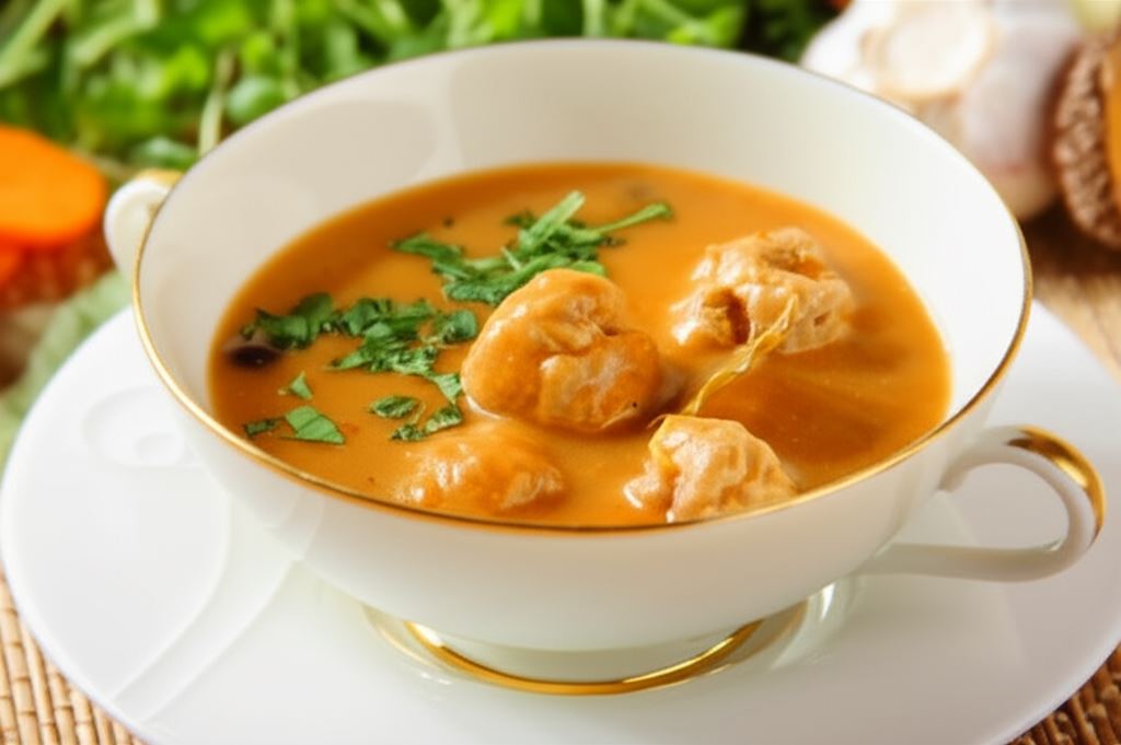 Zupa grzybowa z mięsnymi kulkami