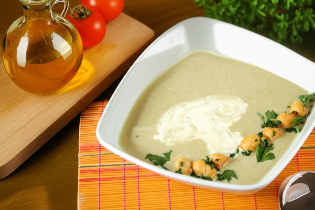 Zupa krem z pieczarek z groszkiem ptysiowym