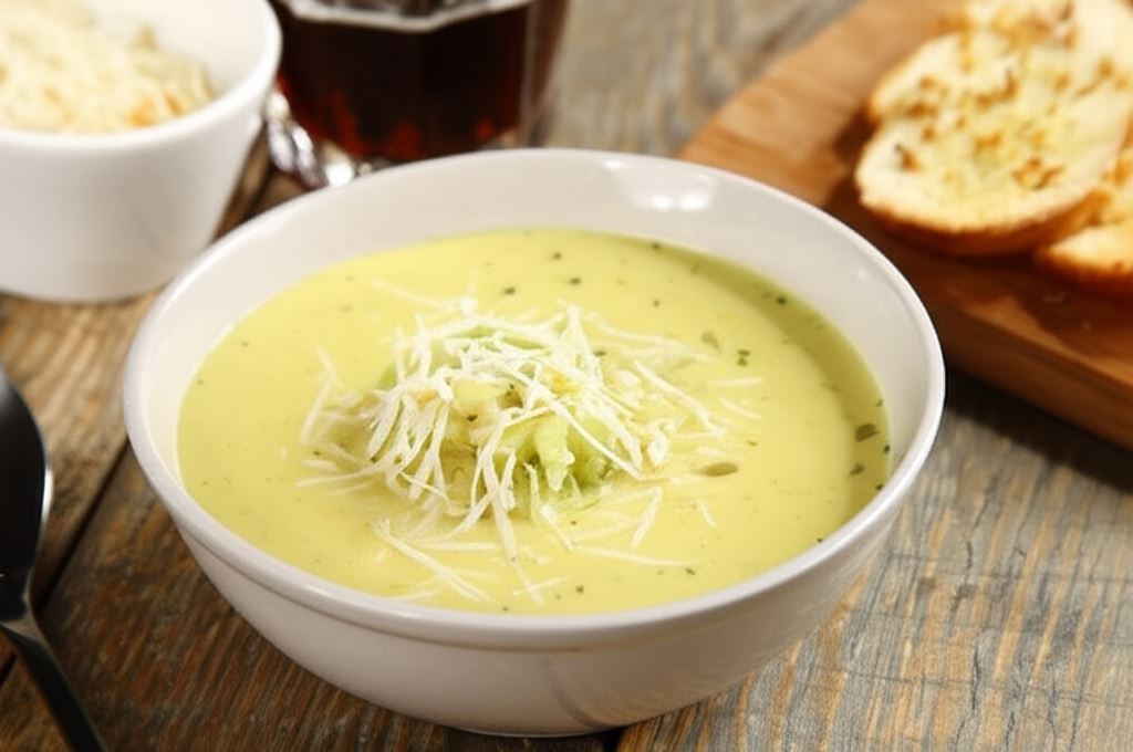 Zupa serowa z grzankami