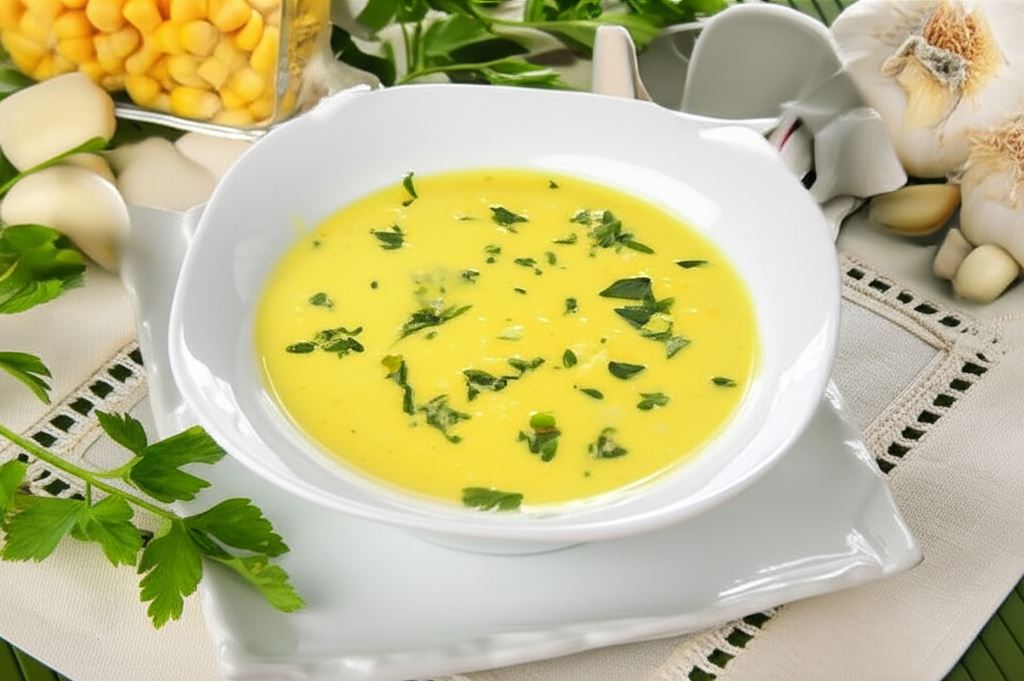 Zupa z kukurydzy z czosnkiem