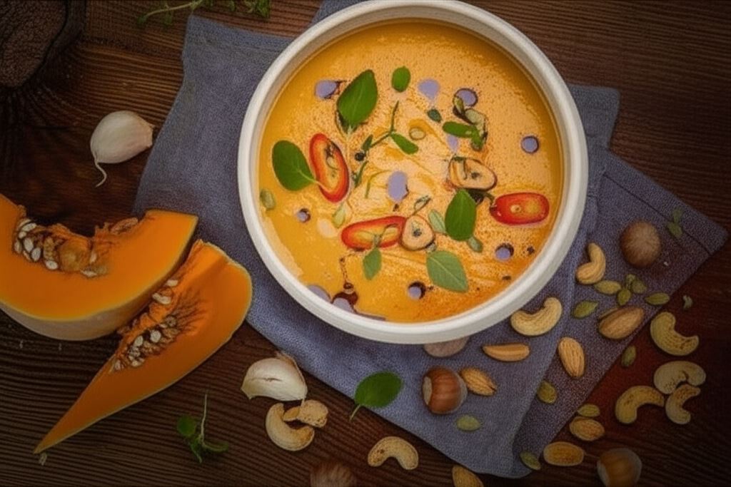 Zupa z pieczonej dyni hokkaido