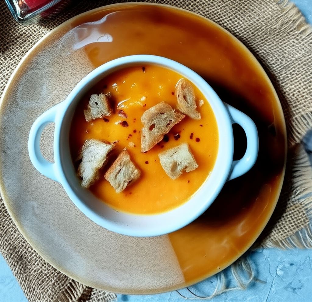 Zupa z pieczonej dyni i papryki