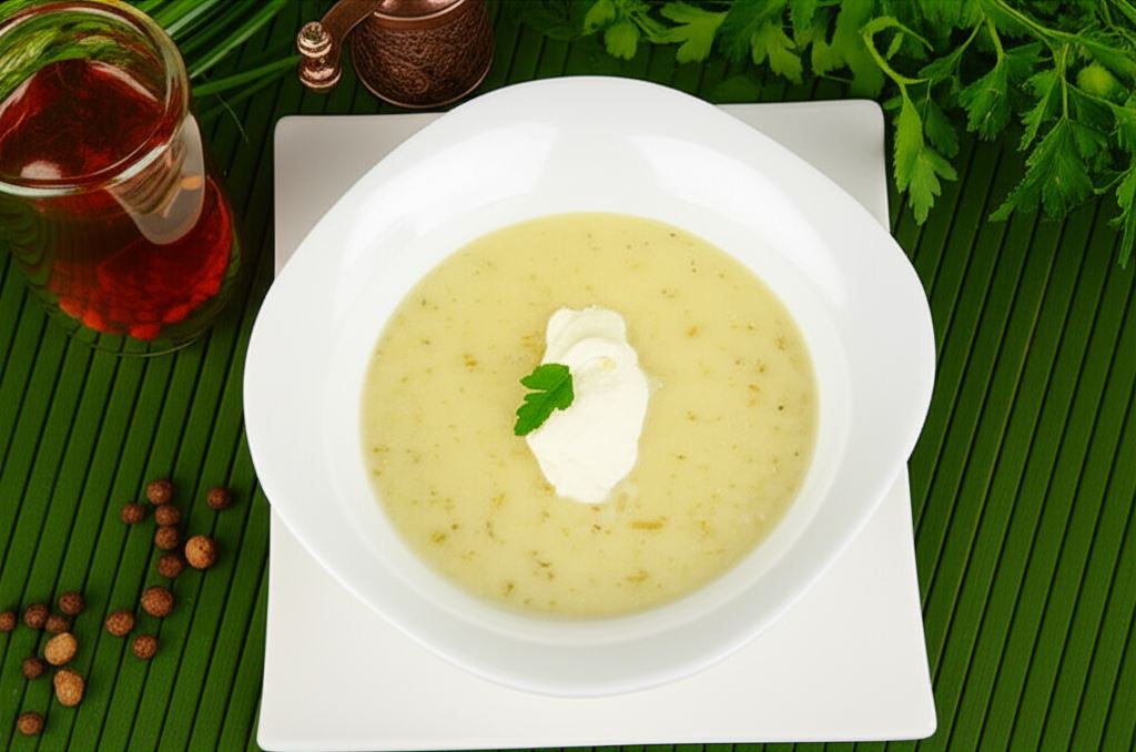 Zupa z zielonymi oliwkami i serem mascarpone