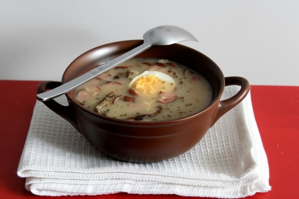 Żurek ekspresowy z jajkiem i kiełbasą