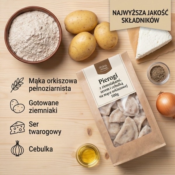 Вареники з картоплею, сиром та цибулею на цільнозерновому борошні 500 г