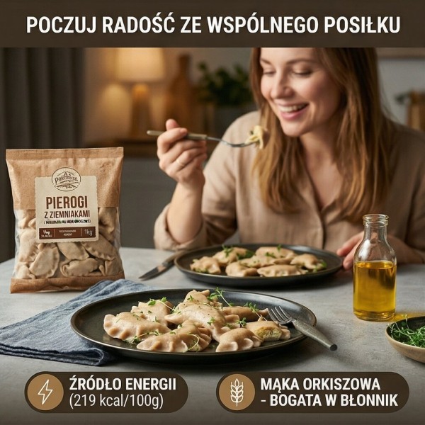 Вареники з картоплею та шкварками на спельтовому борошні 1 кг