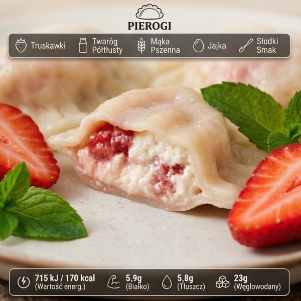 Pierożki z twarogiem i truskawkami 500g