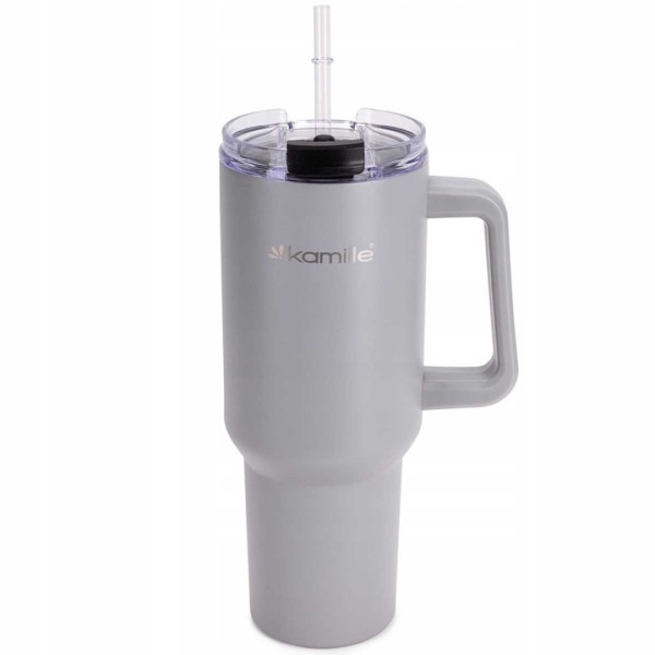 СТАЛЕВА ТЕРМОЧАШКА 1200 МЛ З РУЧКОЮ ТА ТРУБОЧКОЮ KM-2173