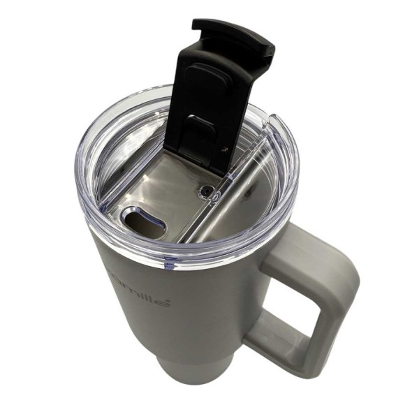 СТАЛЕВА ТЕРМОЧАШКА 1200 МЛ З РУЧКОЮ ТА ТРУБОЧКОЮ KM-2173