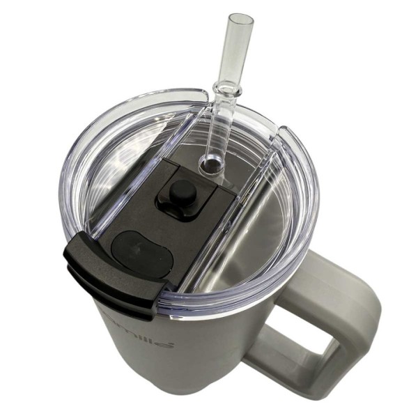 СТАЛЕВА ТЕРМОЧАШКА 1200 МЛ З РУЧКОЮ ТА ТРУБОЧКОЮ KM-2173