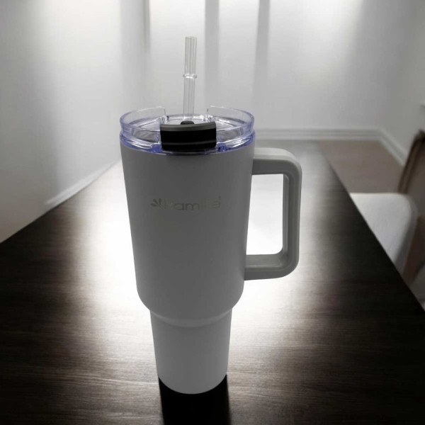 СТАЛЕВА ТЕРМОЧАШКА 1200 МЛ З РУЧКОЮ ТА ТРУБОЧКОЮ KM-2173