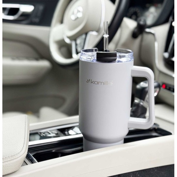 СТАЛЕВА ТЕРМОЧАШКА 1200 МЛ З РУЧКОЮ ТА ТРУБОЧКОЮ KM-2173