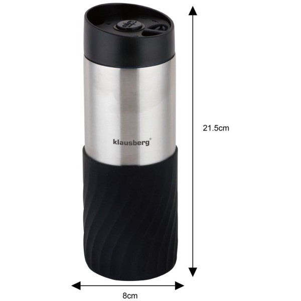 Термокружка 400 мл з нержавіючої сталі 18/8 Klausberg чорна KB-7633