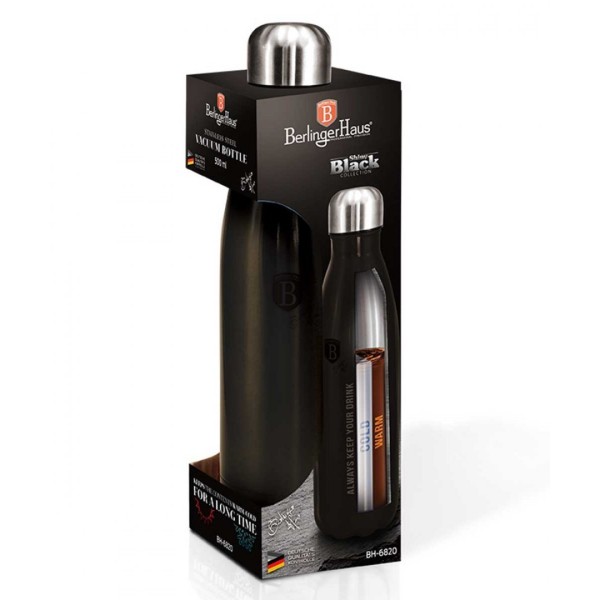 Термопляшка 500 мл BERLINGER HAUS METALLIC LINE SHINY BLACK BH-6820
