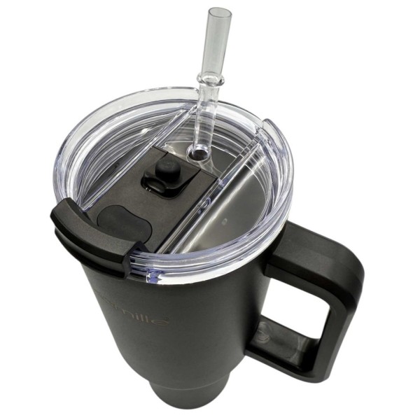 СТАЛЕВА ТЕРМОЧАШКА 1200 МЛ З РУЧКОЮ ТА ТРУБОЧКОЮ KM-2172