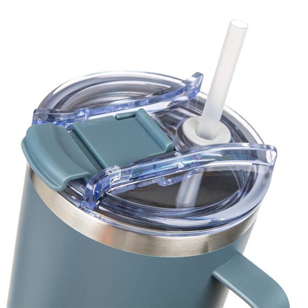 СТАЛЕВА ТЕРМОЧАШКА 1200 МЛ З РУЧКОЮ ТА ТРУБОЧКОЮ BANQUET TWAIN GREY