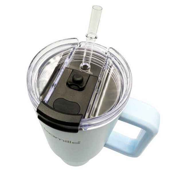 СТАЛЕВА ТЕРМОЧАШКА 1200 МЛ З РУЧКОЮ ТА ТРУБОЧКОЮ KM-2174