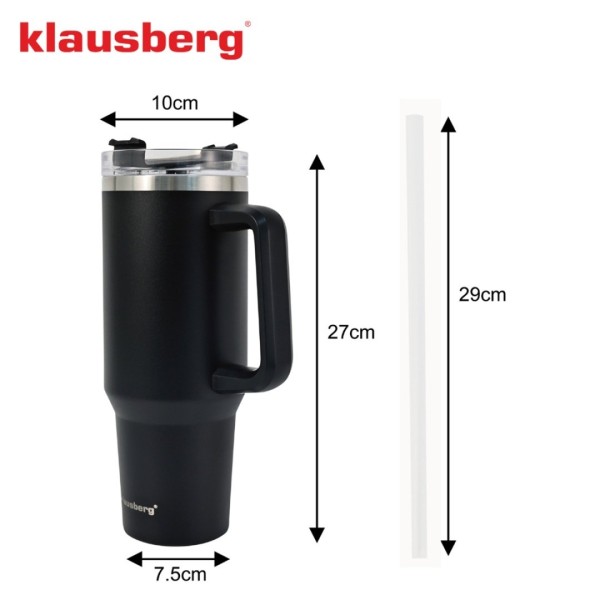 СТАЛЕВА ТЕРМОЧАШКА 1100 мл З РУЧКОЮ ТА ТРУБОЧКОЮ KLAUSBERG KB-7942