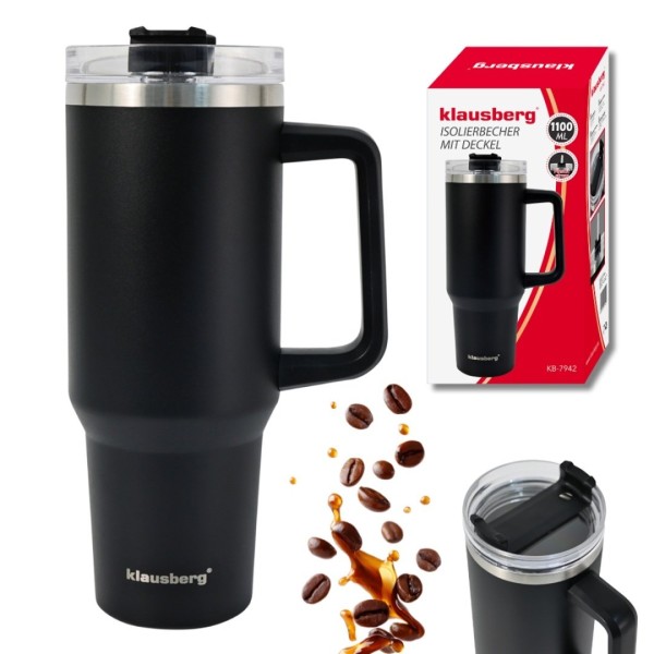 СТАЛЕВА ТЕРМОЧАШКА 1100 мл З РУЧКОЮ ТА ТРУБОЧКОЮ KLAUSBERG KB-7942