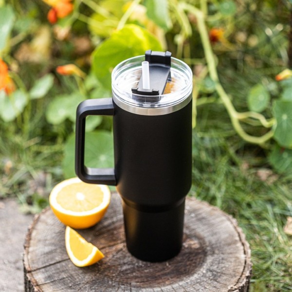 СТАЛЕВА ТЕРМОЧАШКА 1100 мл З РУЧКОЮ ТА ТРУБОЧКОЮ KLAUSBERG KB-7942