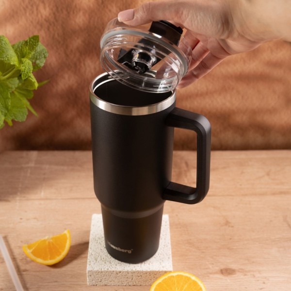 СТАЛЕВА ТЕРМОЧАШКА 1100 мл З РУЧКОЮ ТА ТРУБОЧКОЮ KLAUSBERG KB-7942